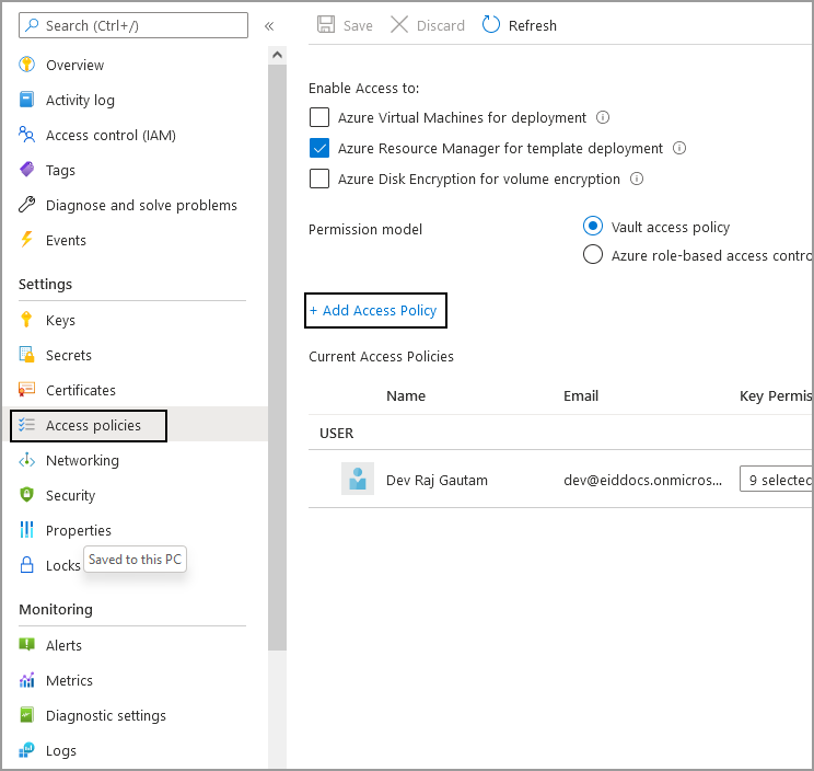 Add Access Policy
