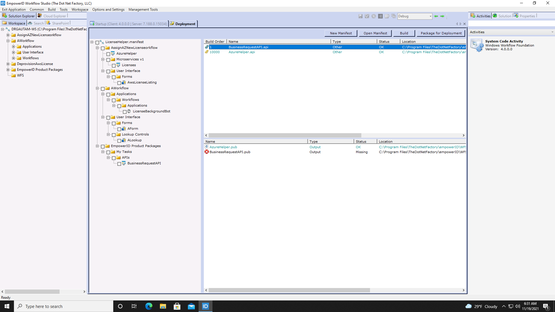 Build order pane with items
