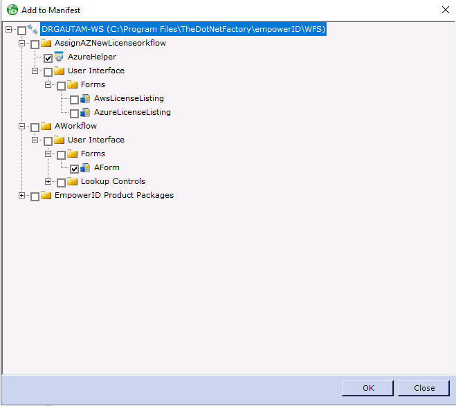 Add items to manifest