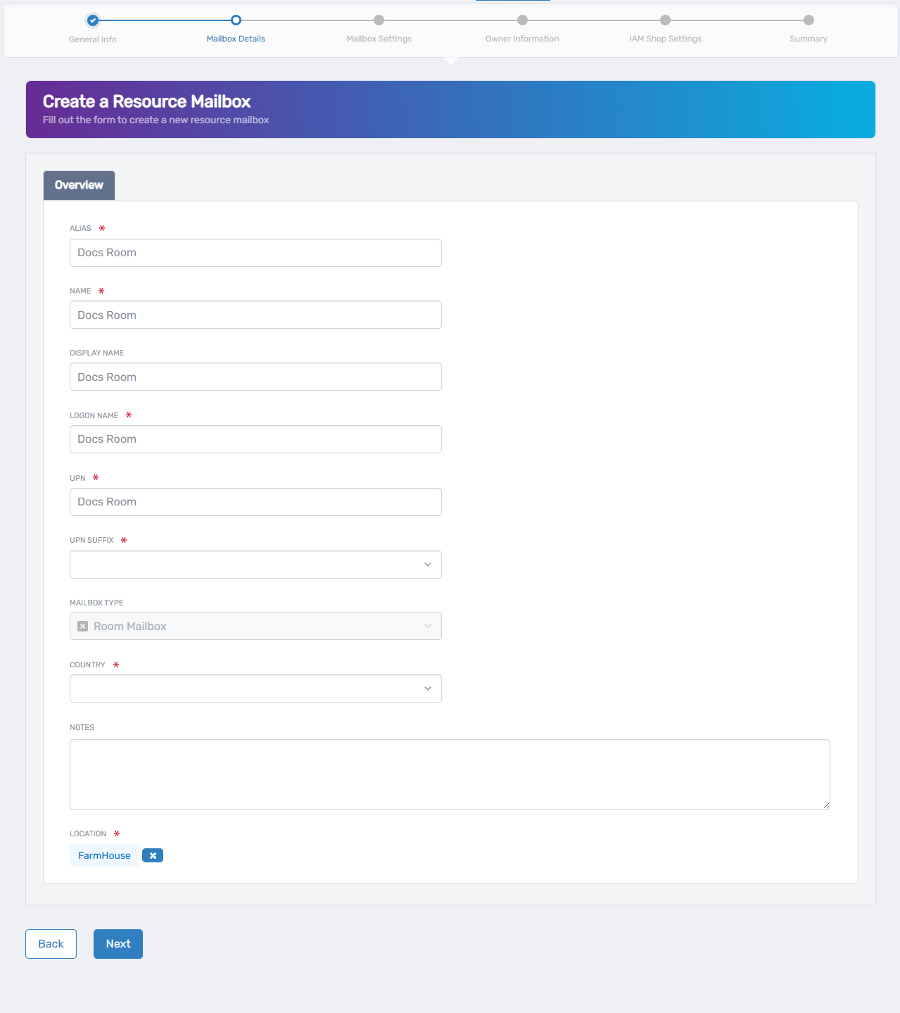 Mailbox Details Screen