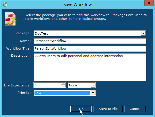 Save workflow dialog
