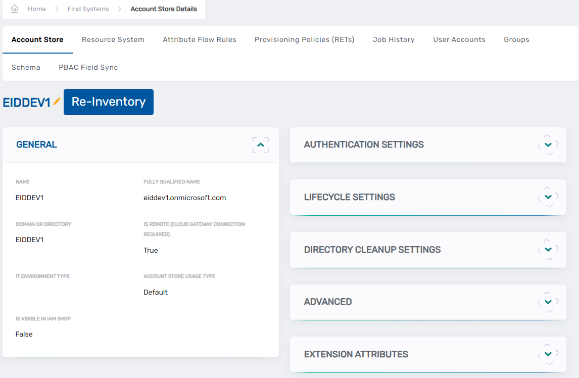 Account Store Details Page