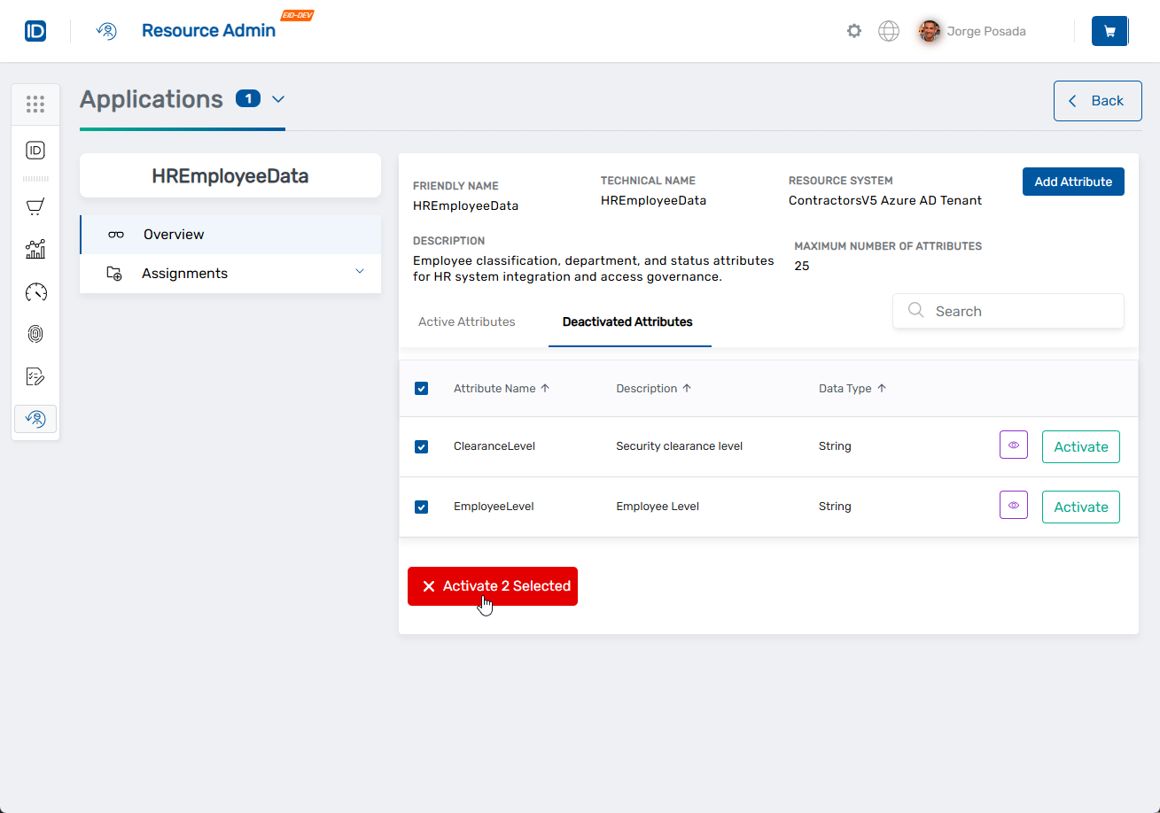 Attribute Activation Options