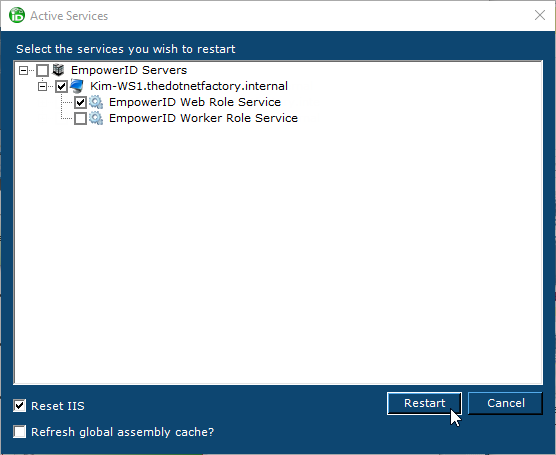 Active services dialog