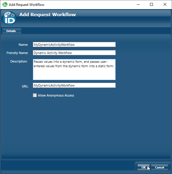 Add request workflow dialog