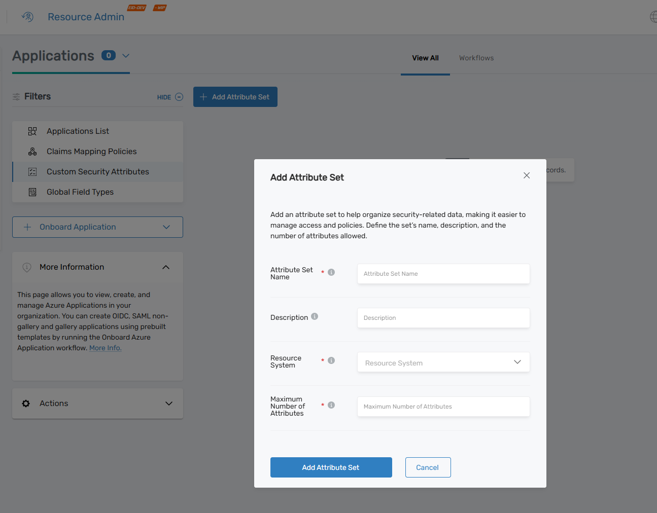 Add Attribute Set Dialog