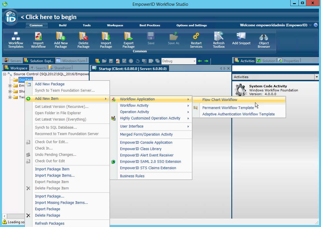 Create new flowchart workflow