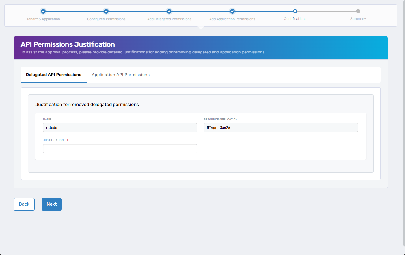 API Permissions Justification