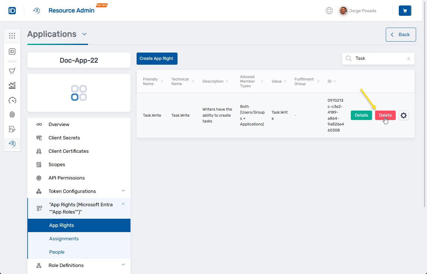 Delete App Role Button