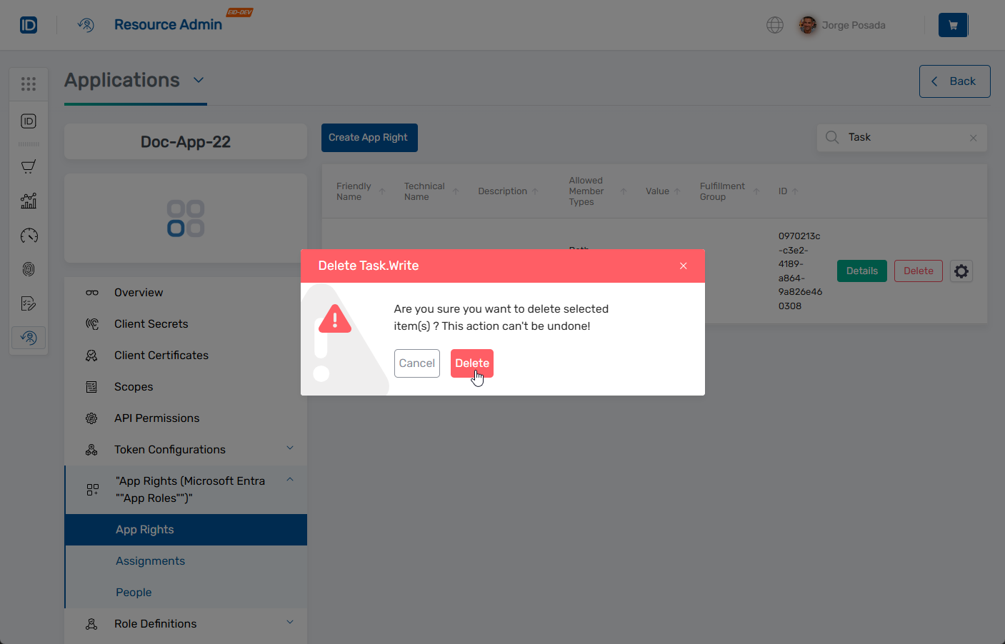 Confirm Delete App Role