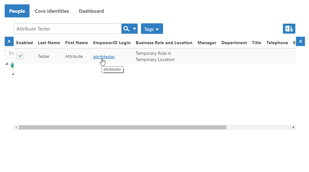 Attribute tester login link