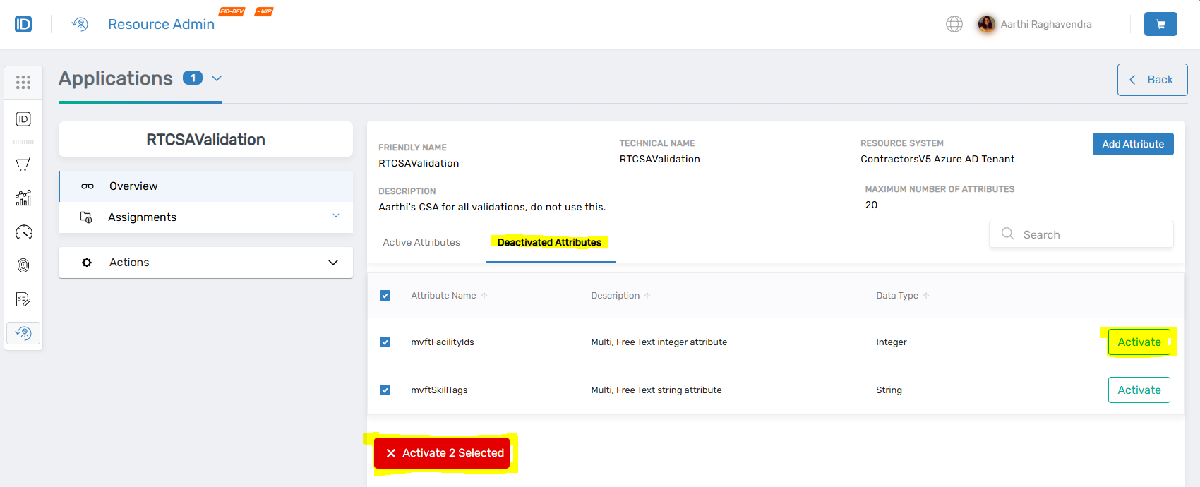 Attribute Activation Options