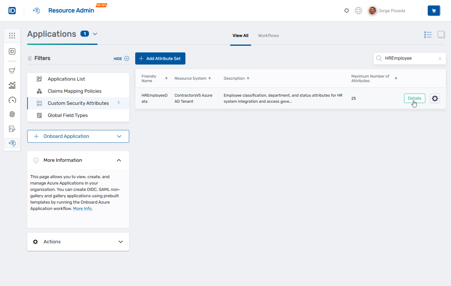 Attribute Set Details Button