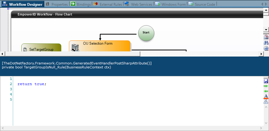 Business rule code editor