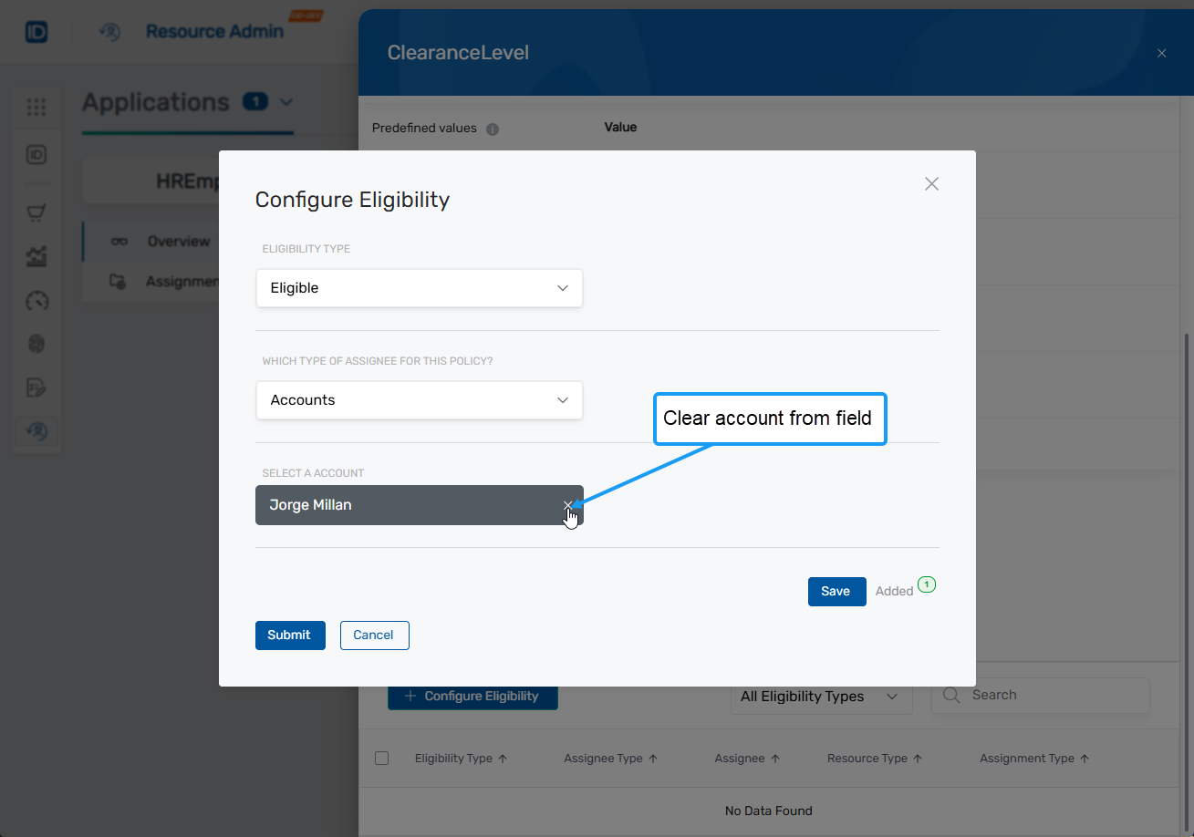 Clear Selected Account