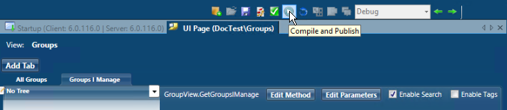 Compile and Publish button
