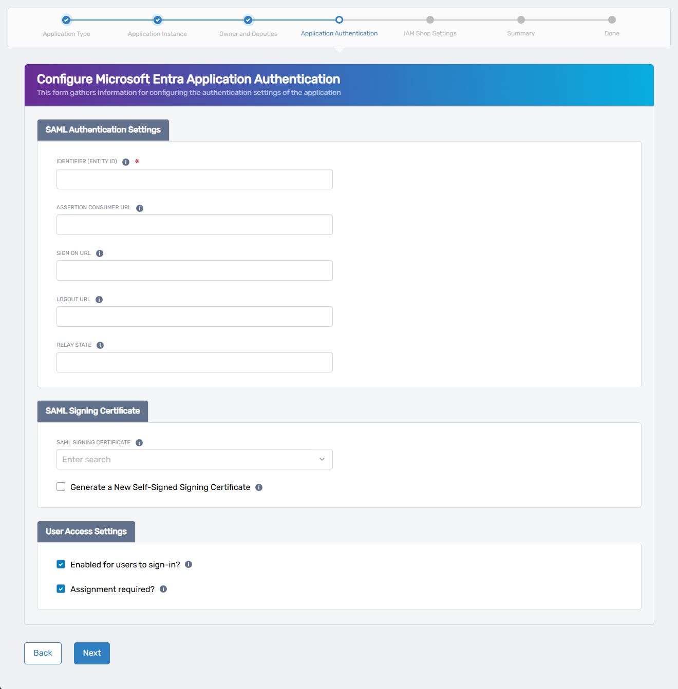 SAML Application Authentication