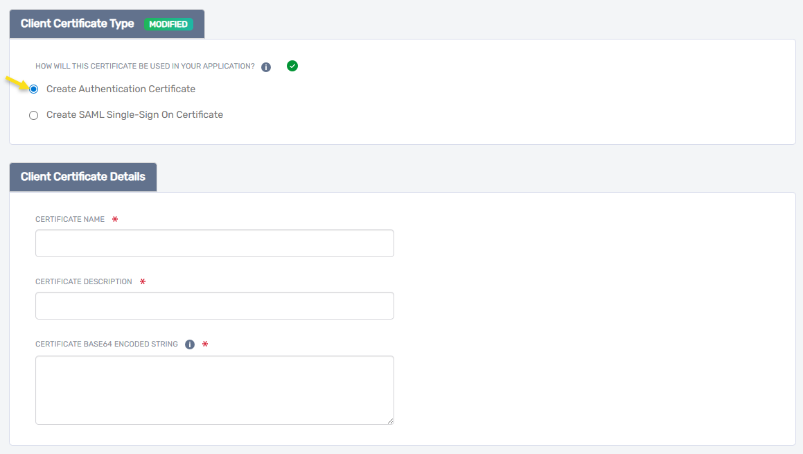 Authentication Certificate Form