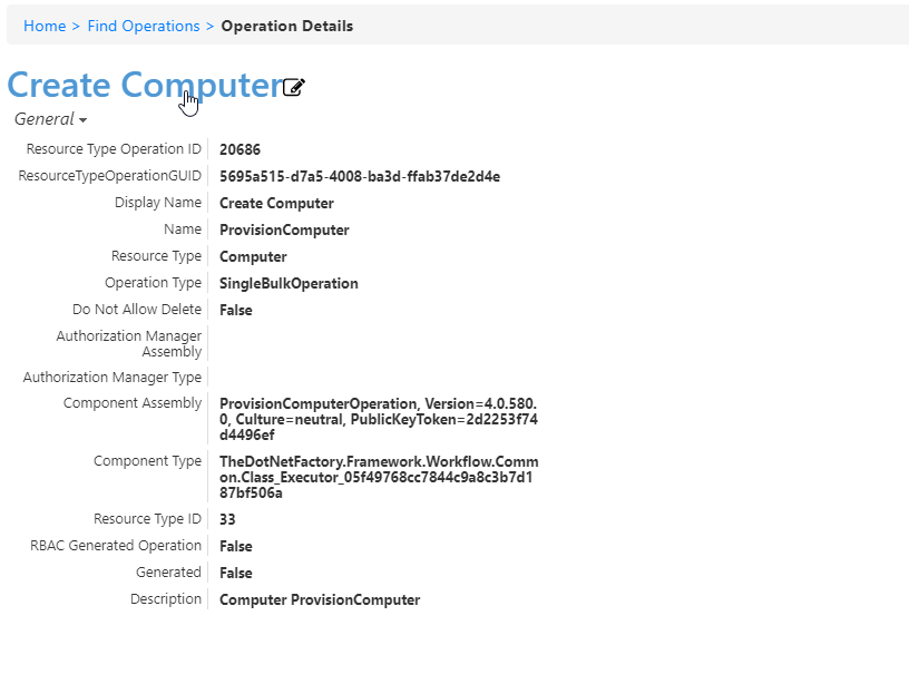 Create computer operation edit link