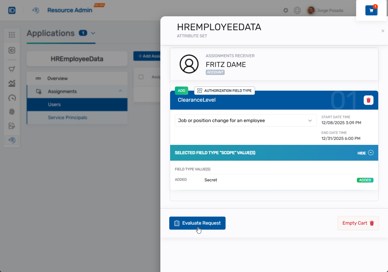 Cart Evaluate Request Button