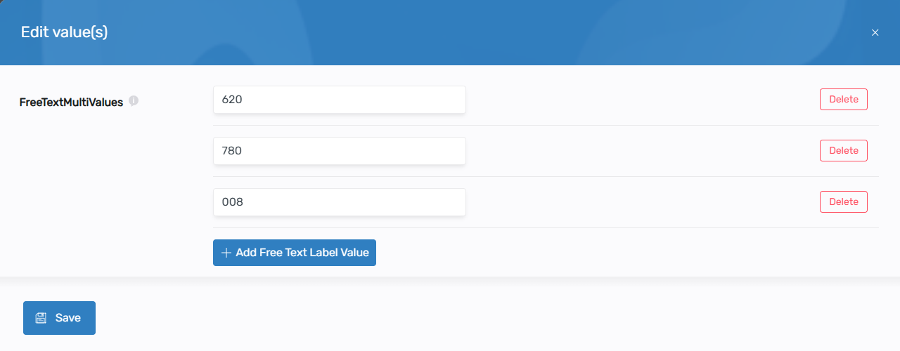 Multi-Free Text Configuration