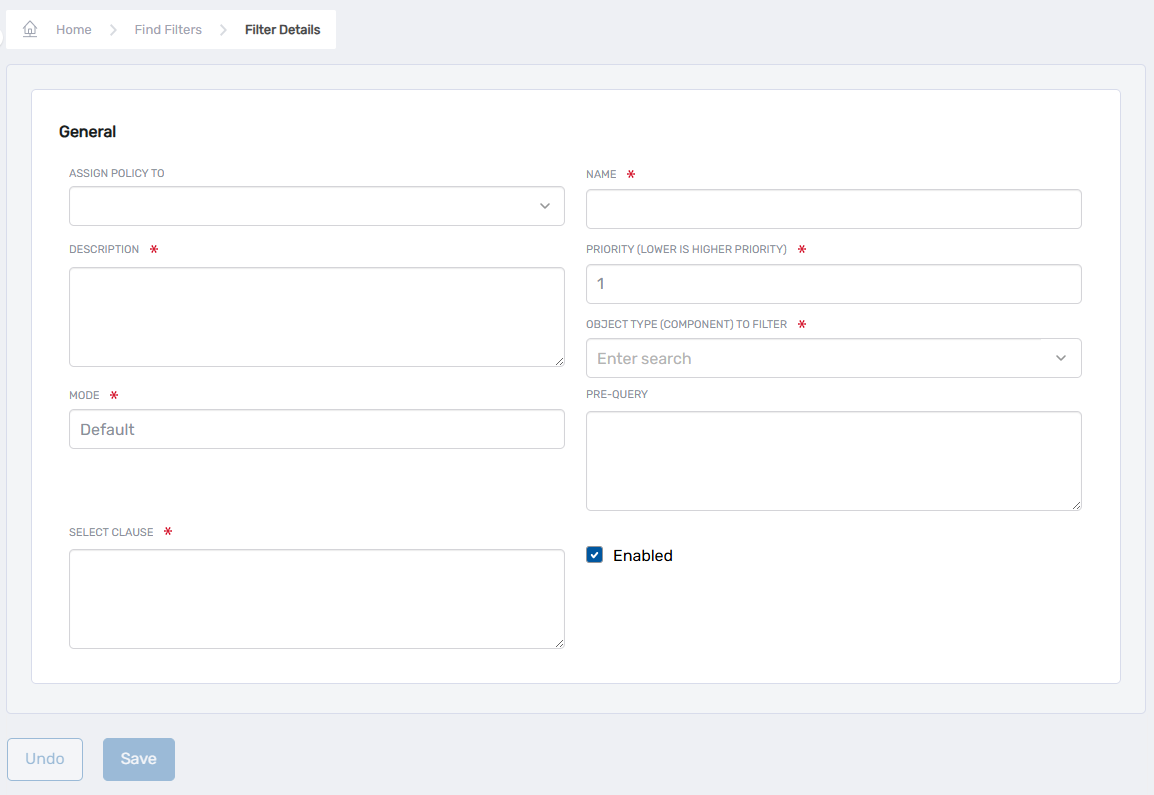 Data Filter Policy Filter Details