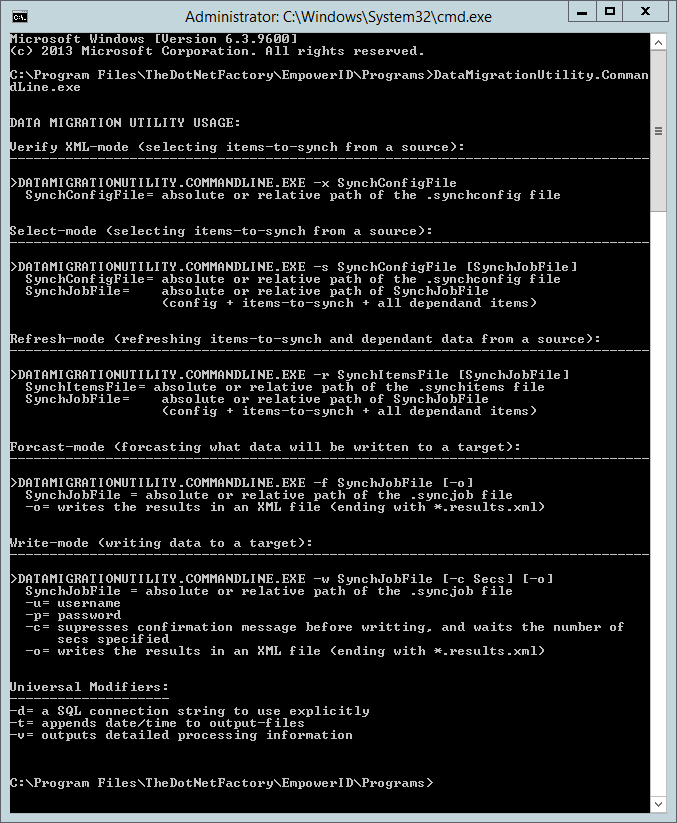Data Migration Utility Modes