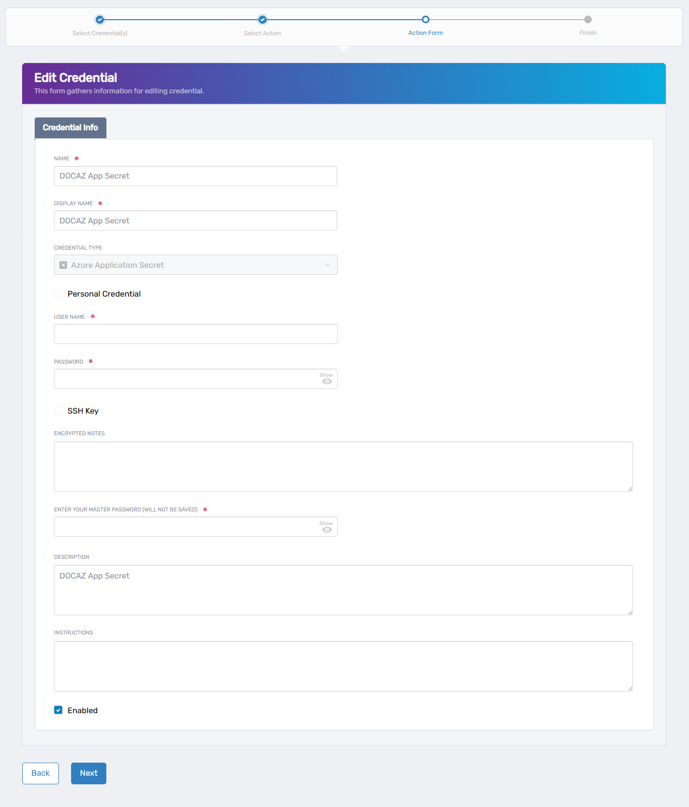 Edit Credential Form