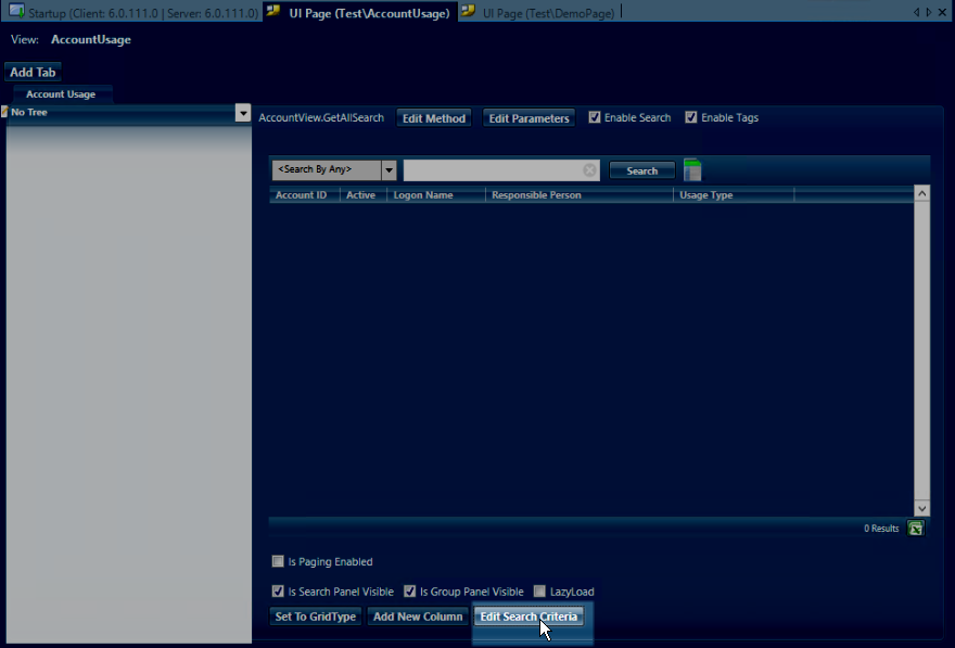 Edit Search Criteria button
