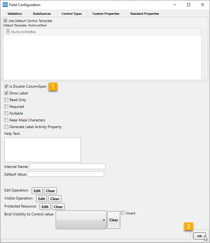 Field configuration dialog