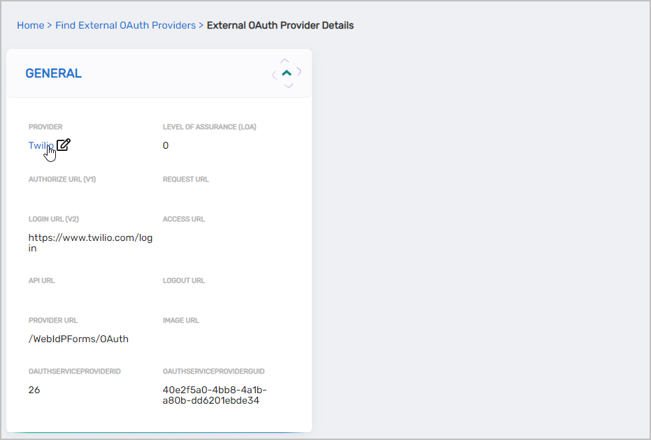 Edit OAuth Provider