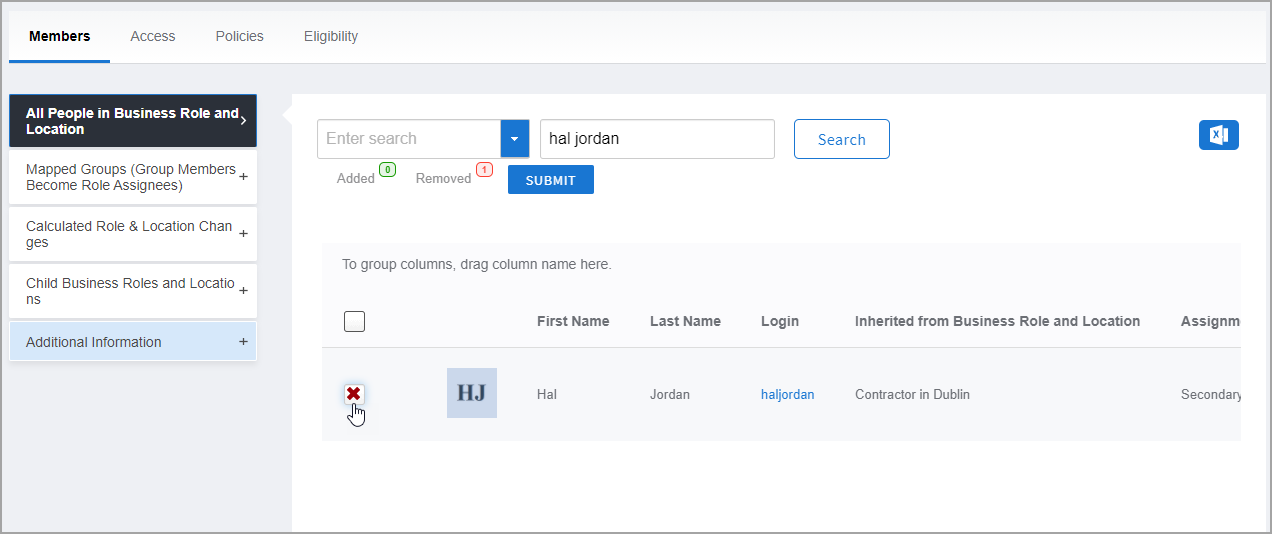 Select Person to Remove
