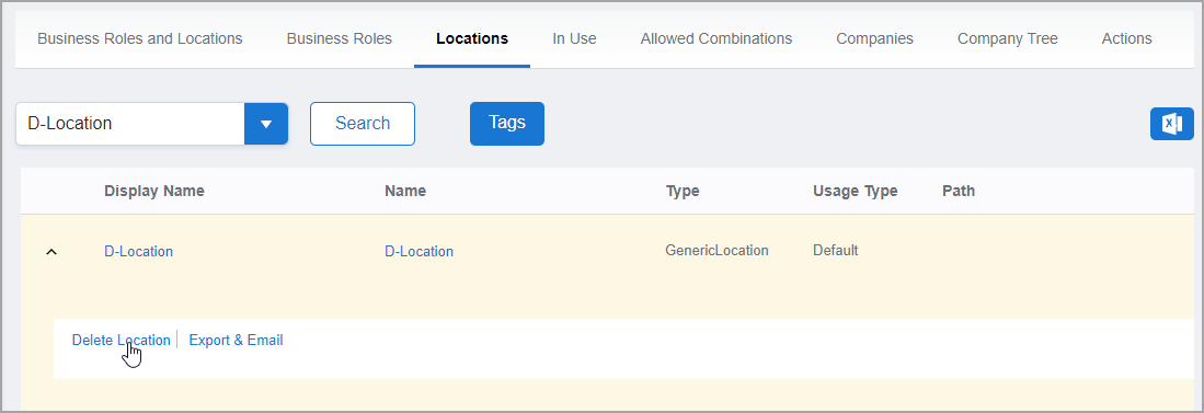 Delete Location Option