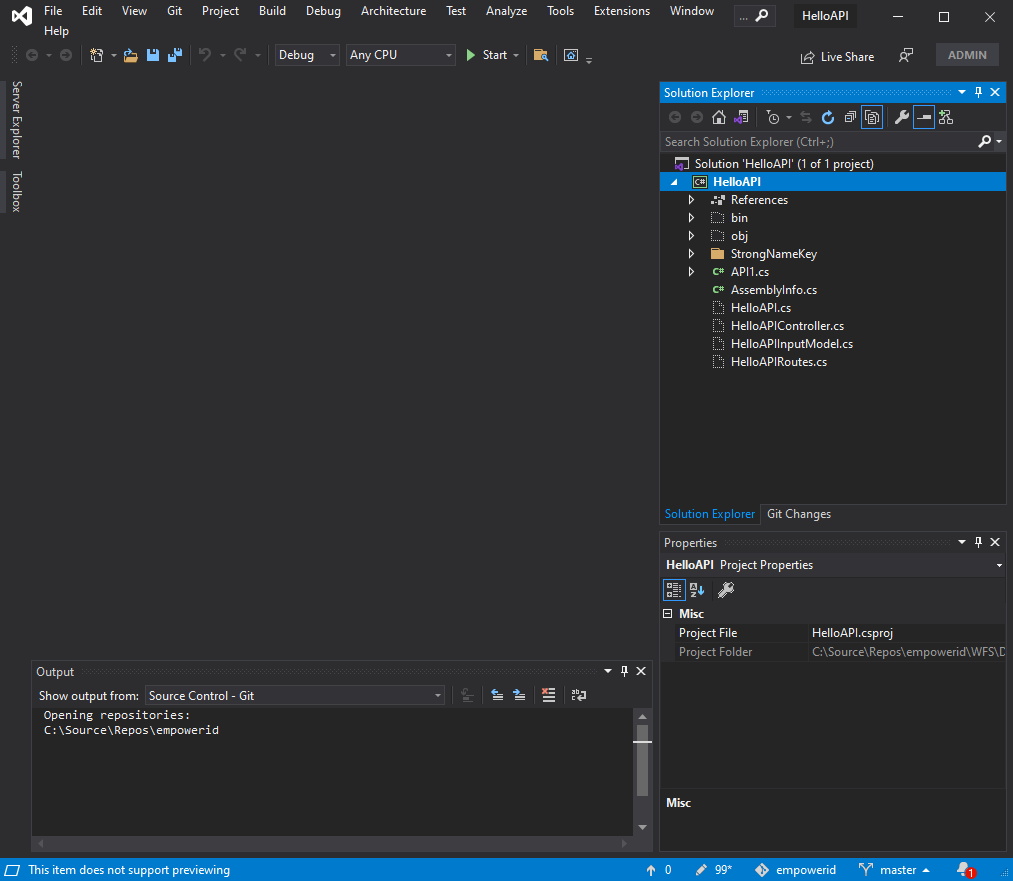 Project in Visual Studio