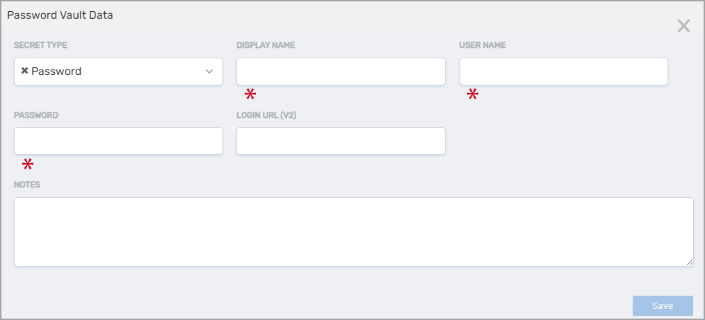 Password secret form