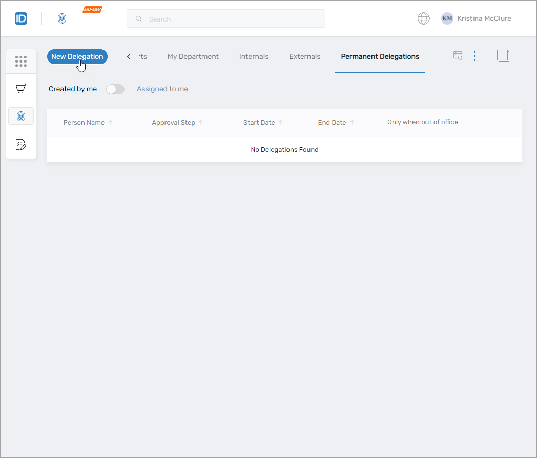 New Delegation Button