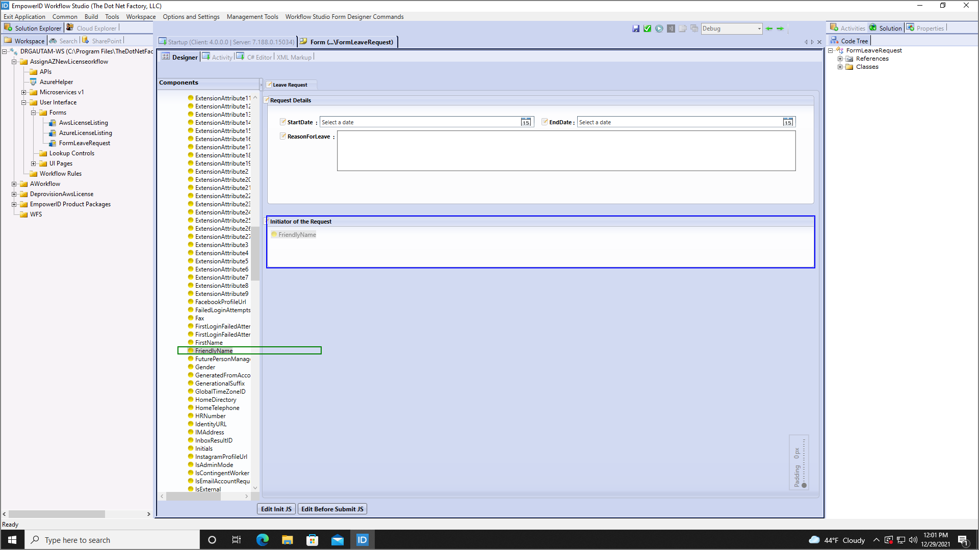 Drag FriendlyName attribute