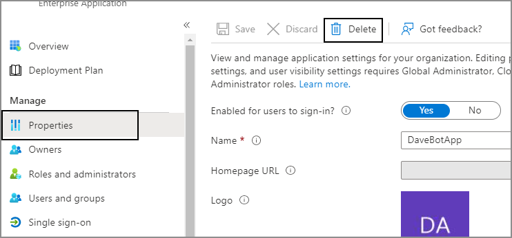Delete Properties