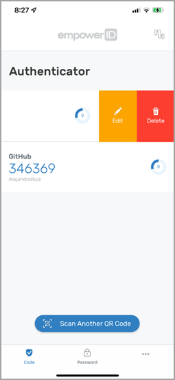 Delete account swipe