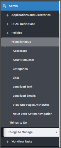 Admin navigation menu