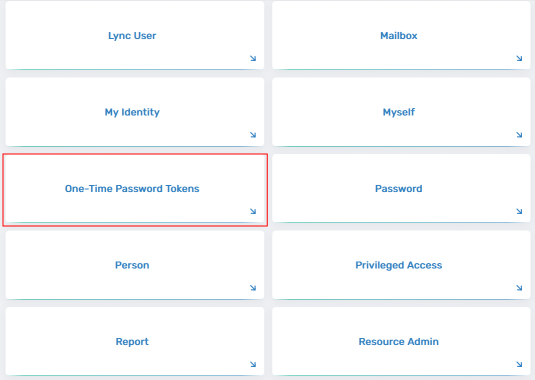 One Time Password Tokens menu