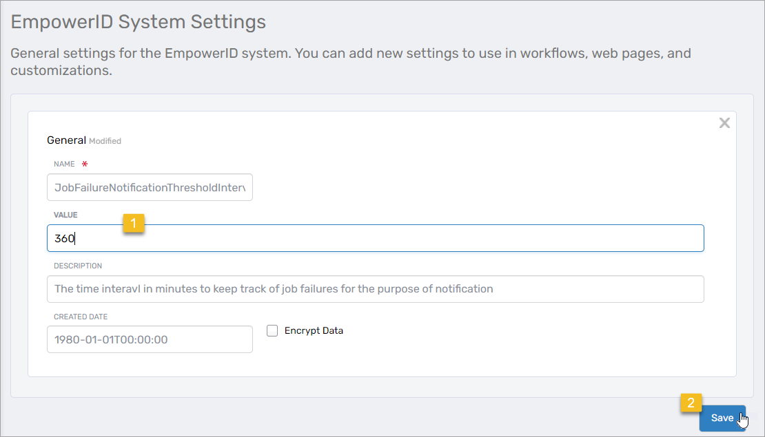Save threshold setting