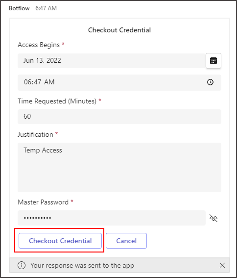 Checkout Credential Details