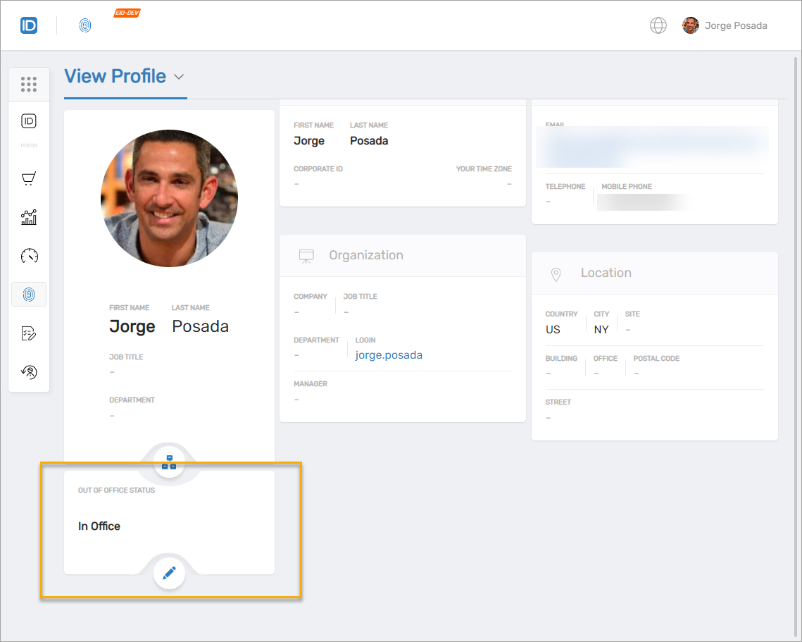 Profile Page with Out of Office Status