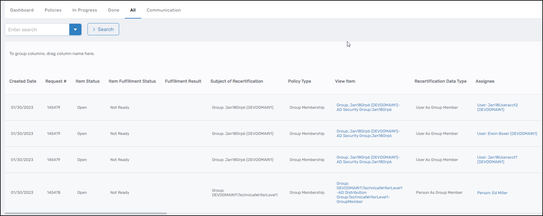 Audit Details Tabs