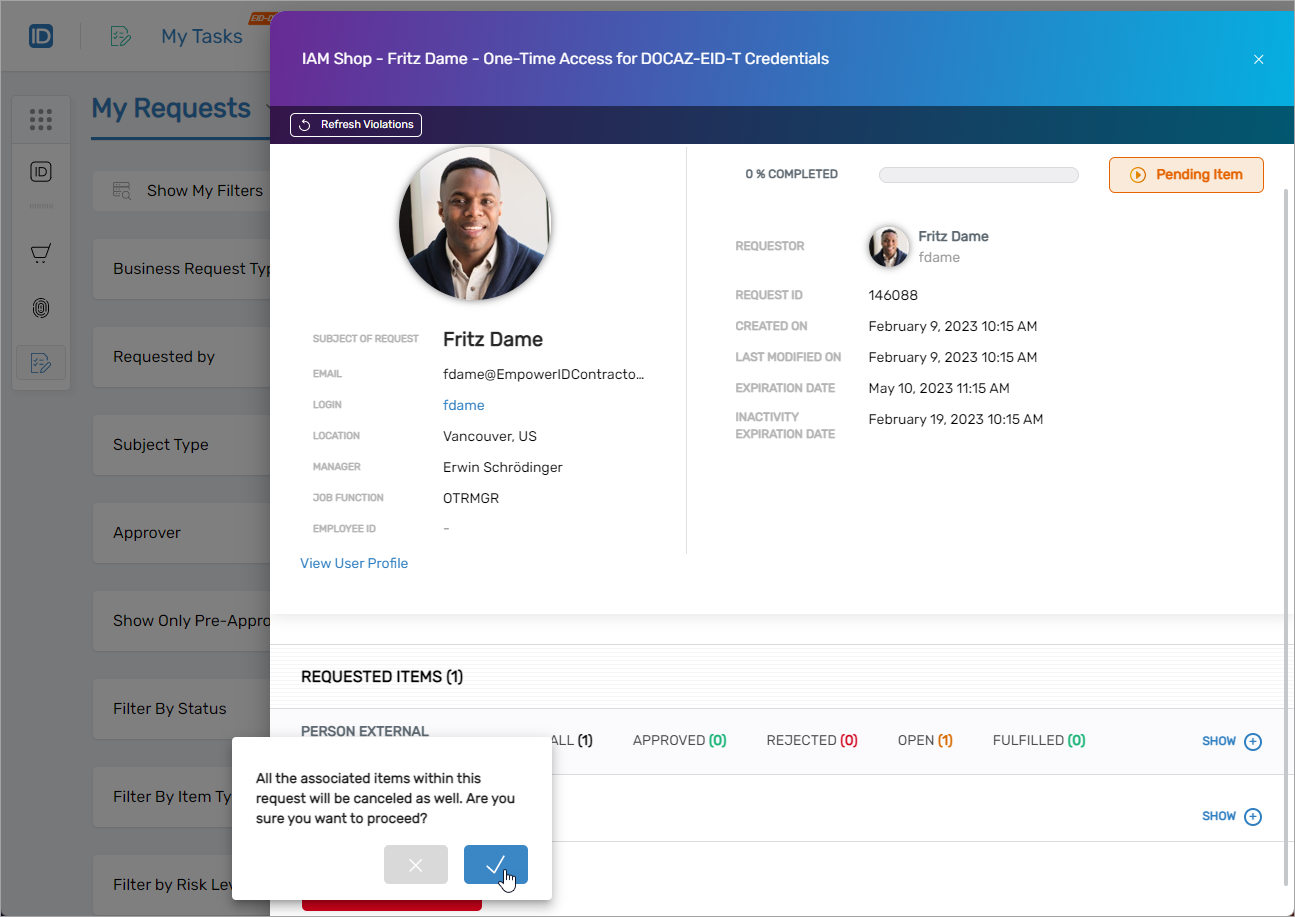 Confirm Cancellation