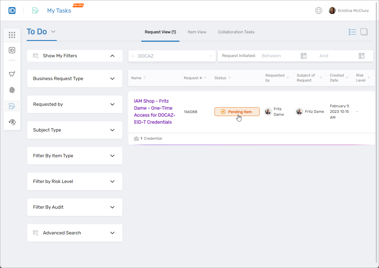 Pending Item Selection