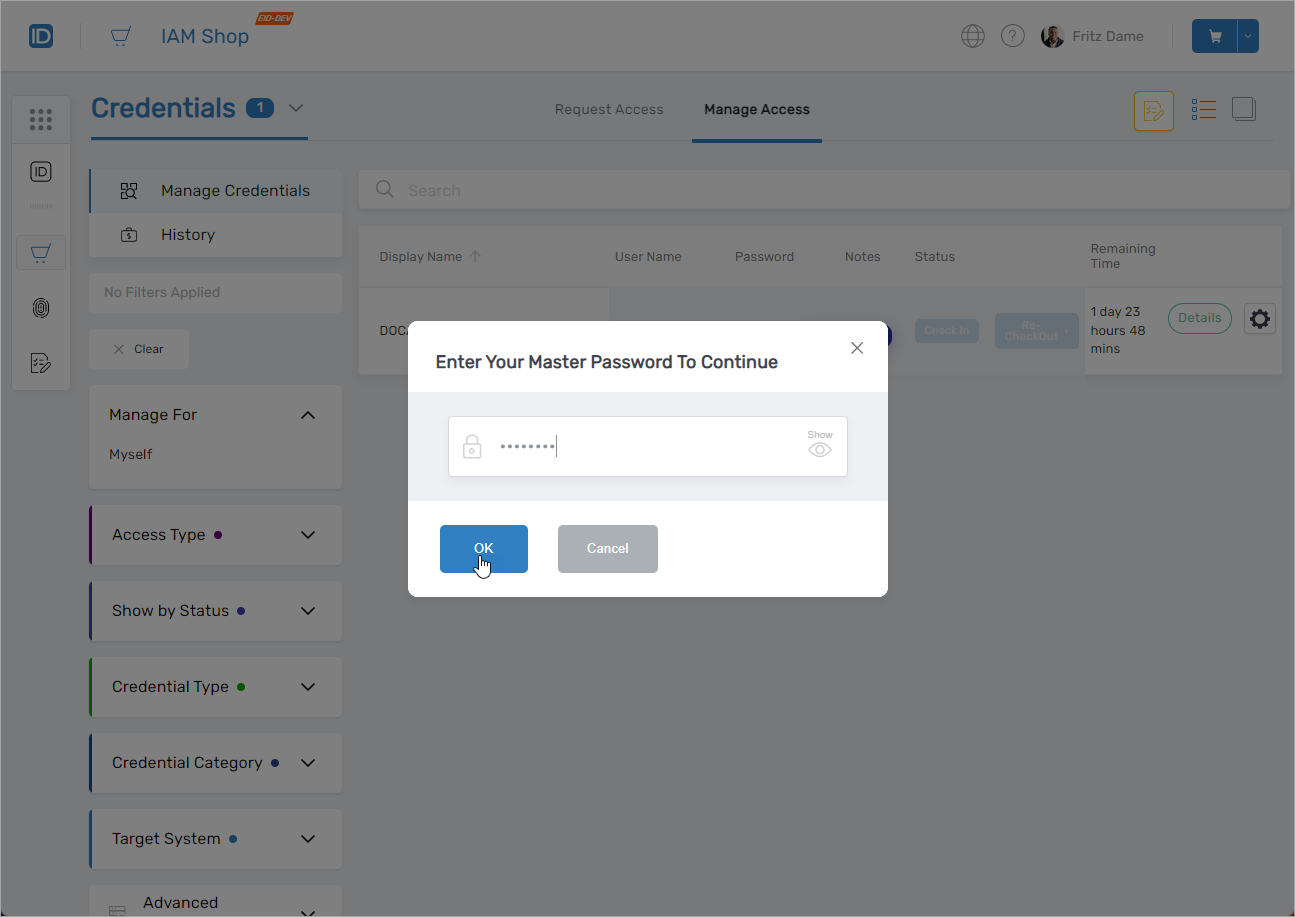 Enter master password