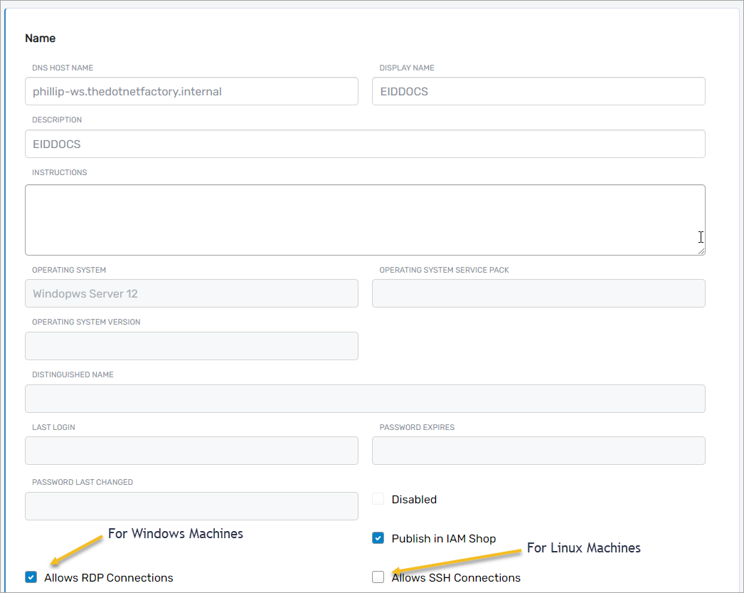 RDP/SSH Options