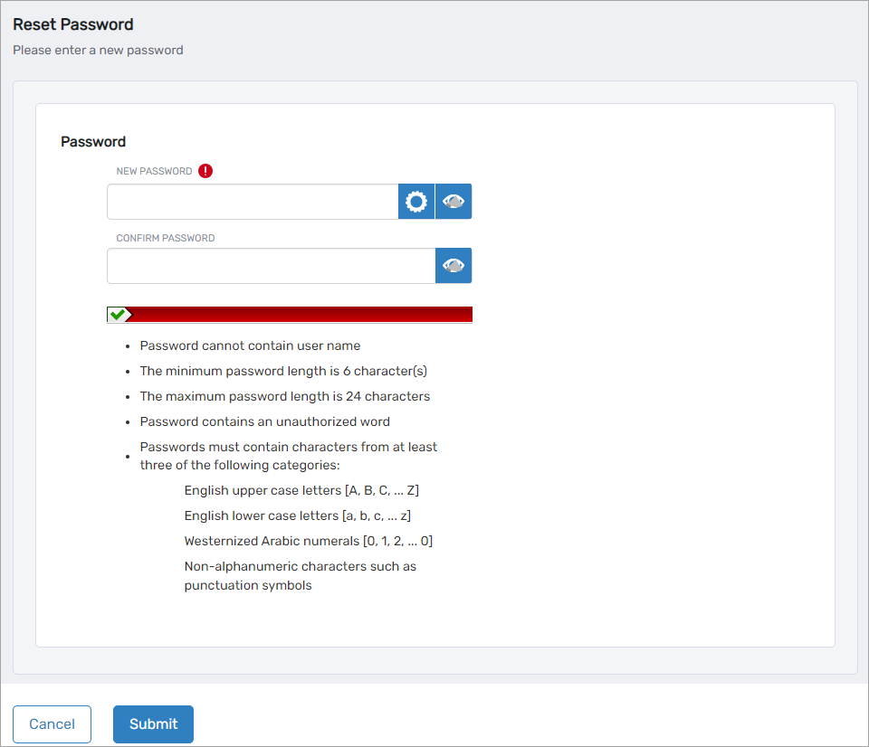 New Password Form